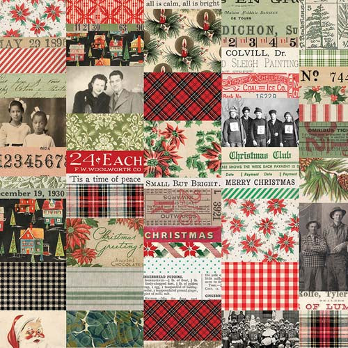 Tim Holtz Palette Seasonal -Christmas Collage- photos,fabric, text, etc.