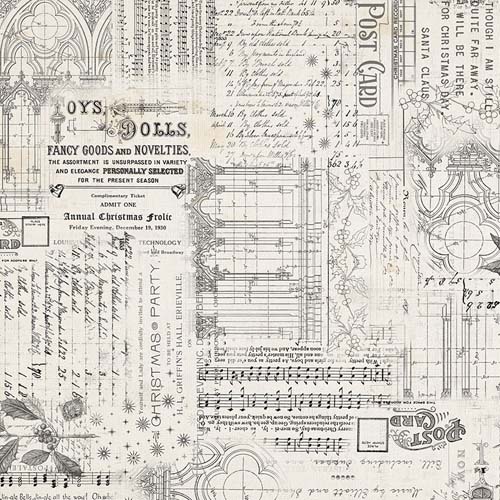 Tim Holtz Palette Seasonal -Christmas Remnants - paper scraps on cream