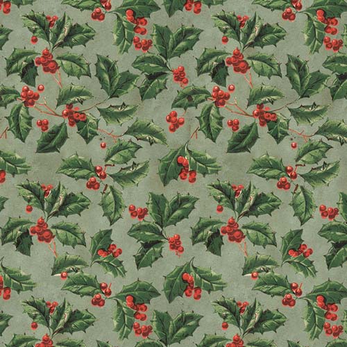 Tim Holtz Palette Seasonal -Christmas Holly - holly sprigs & berries on gray