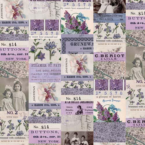 Tim Holtz Palette Purple - Collage -  photos, tickets, flowers, etc in purples