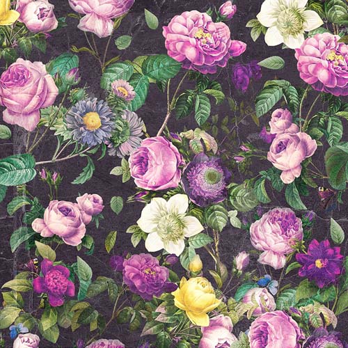 Tim Holtz Palette Purple - Flower Shop - large purple flowers on dark purple