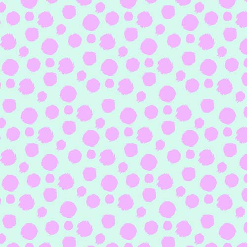 Tabby Road Deja Vu - Fur Ball- Technomint - purple dots on aqua - Tula Pink