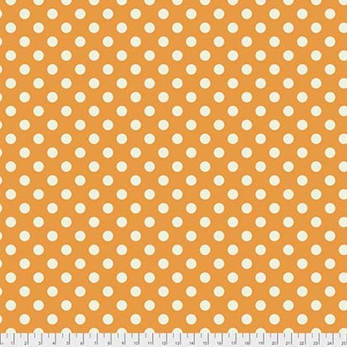 Tula's True Colors - Pom Poms- Begonia, Cream dots on orange by Tula Pink