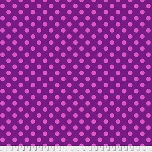 Tula's True Colors - Pom Poms- Foxglove, Pink dots on purple  by Tula Pink