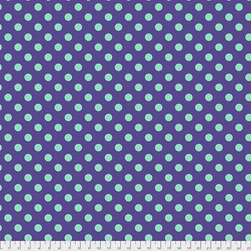 Tula's True Colors - Pom Poms- Iris, Teal dots on periwinkle by Tula Pink