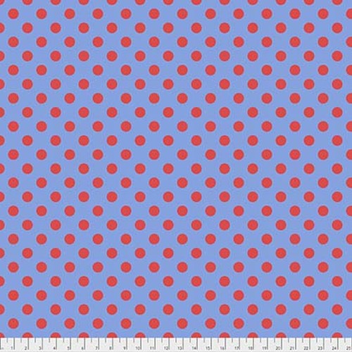 Tula's True Colors - Pom Poms- Lupine, red dots on blue by Tula Pink