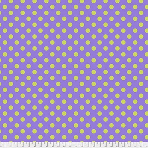 Tula's True Colors - Pom Poms- Orchid, green dots on purple by Tula Pink