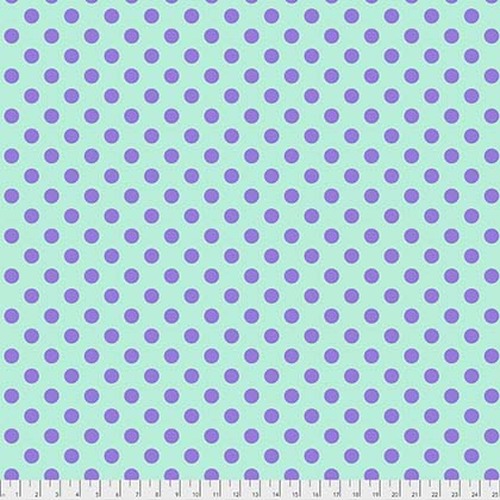 Tula's True Colors - Pom Poms- Petunia, lilac dots on turquoise  by Tula Pink