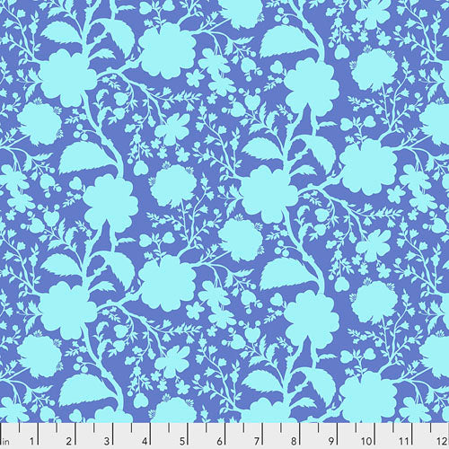 Tula's True Colors, WildflowerDelphinium, aqua on periwinkle by Tula Pink