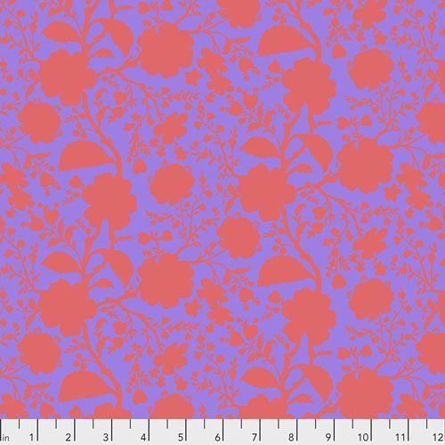 Tula's True Colors, WildflowerTiger lily, salmon on lilac by Tula Pink