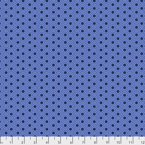 Tula's True Colors, Hexie,Deep Sea, Indigo on blue by Tula Pink