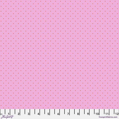Tiny Dots - Candy by Tula Pink - coral dots on lavender background