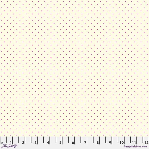 Tiny Dots - Cosmic by Tula Pink - Hot pink dots on cream background