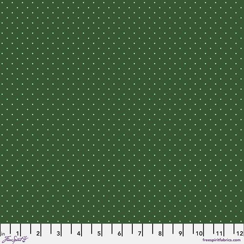 Tiny Dots - Lilypad by Tula Pink - aqua dots on dark green