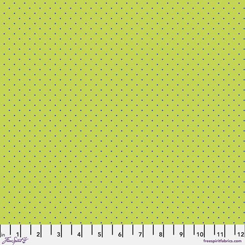 Tiny Dots - Meadow by Tula Pink - blue dots on bright green