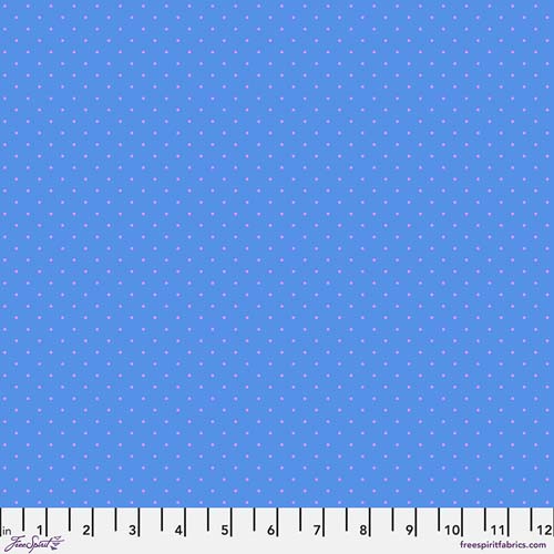 Tiny Dots - Sky by Tula Pink - pink dots on bright blue