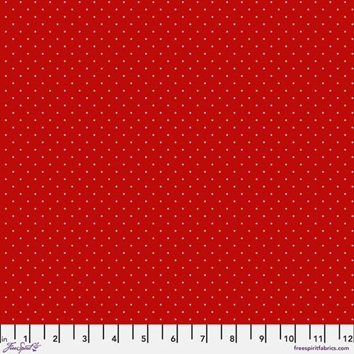 Tiny Dots - Watermelon by Tula Pink - pink dots on red