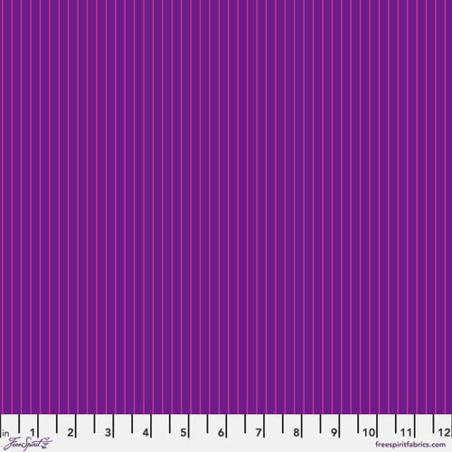 Tiny Stripes - Aster by Tula Pink - pink stripes on dark purple
