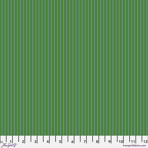 Tiny Stripes - Fern by Tula Pink - Lavender stripes on green