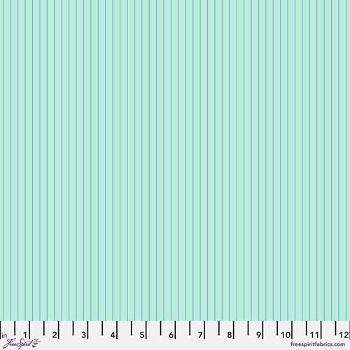Tiny Stripes - Misty by Tula Pink - lavender stripes on aqua