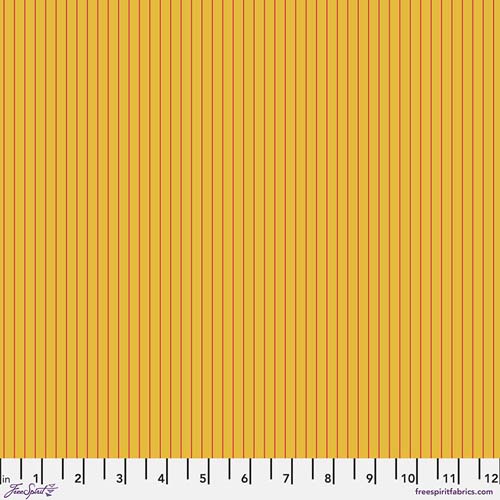 Tiny Stripes - Sunrise by Tula Pink - hot pink stripes on yellow orange