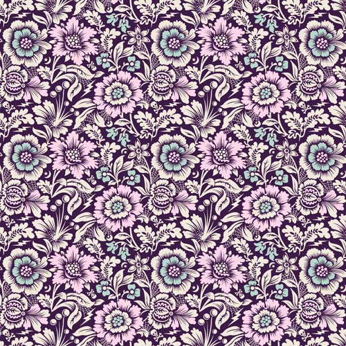 Nightshade Deja Vu - Mini Spider Blossom- Nerium-light floral on black-Tula Pink