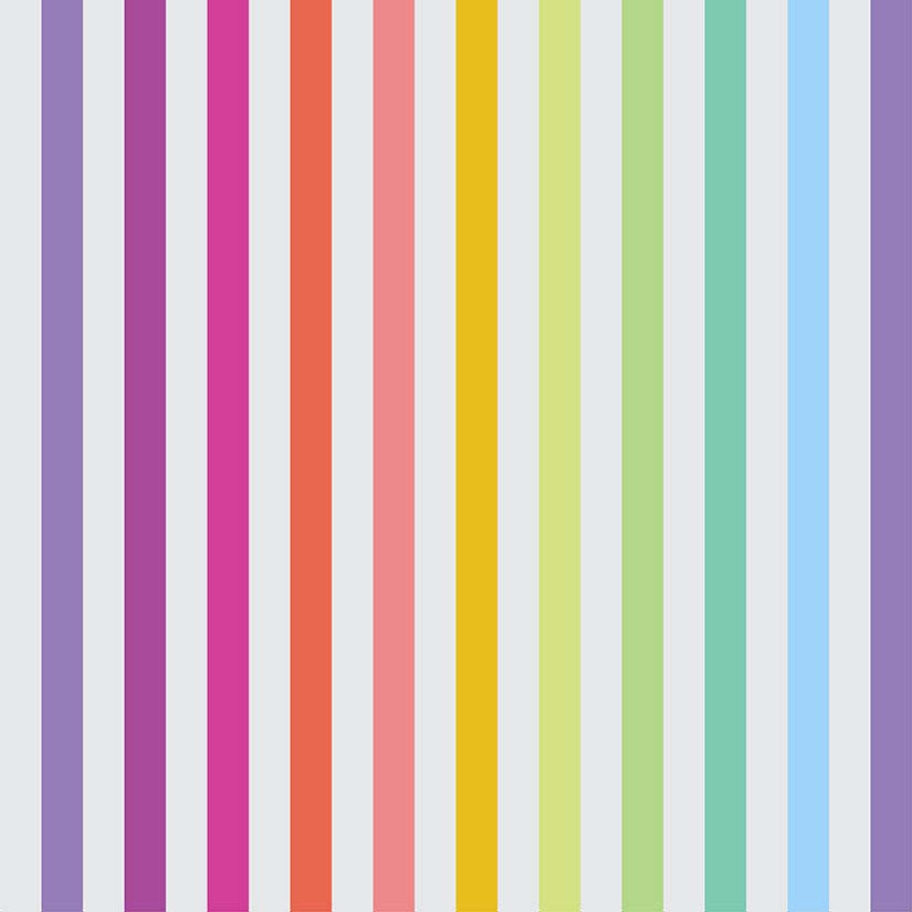 Tula's True Colors - Disco Stripe-Whisper- rainbow stripe on lt gray- Tula Pink