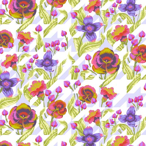 Untamed - Puppy Love - Nova -purple floral on lavender houndstooth - Tula Pink