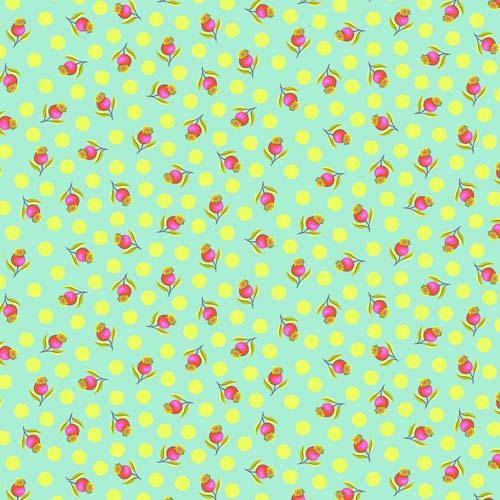 Untamed - Impending Bloom - Moonbeam - dots & buds on green - Tula Pink