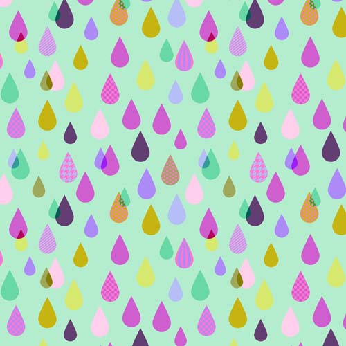 Untamed - Rainfall - Cosmic - colorful raindrops on green - Tula Pink