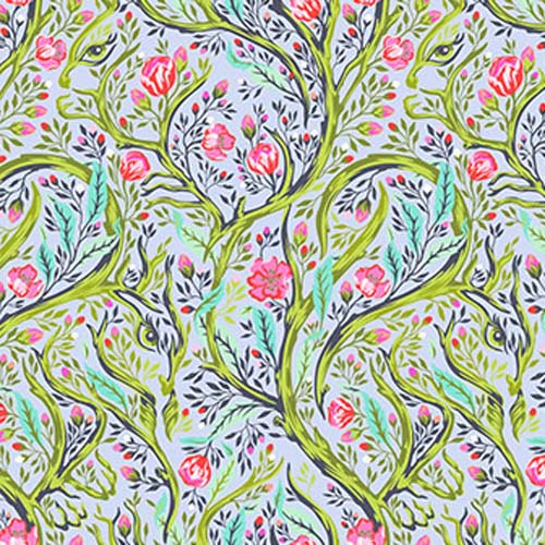 Full Moon Forest II - Branch Manager - Starlight - green squirrels - Tula Pink