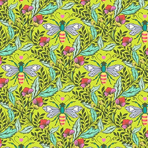 Full Moon Forest II - Shake Your Honey Maker - Enchanted - green Bees- Tula Pink