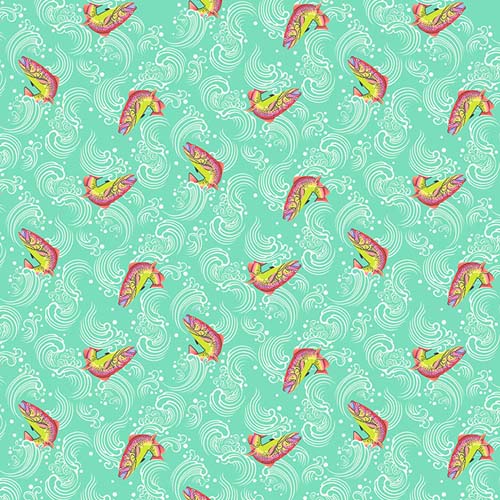 Full Moon Forest II - Sofishticated - Enchanted - fish on aqua - Tula Pink