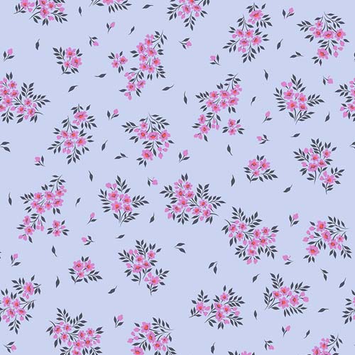 Tula's True Colors - What a Ditz - Frost - flowers on lt purple - Tula Pink
