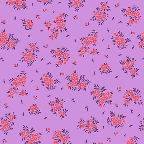 Tula's True Colors - What a Ditz - Heliotrope- flowers on purple - Tula Pink
