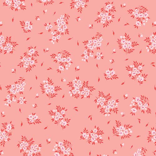 Tula's True Colors - What a Ditz - Peachykeen - flowers on coral - Tula Pink