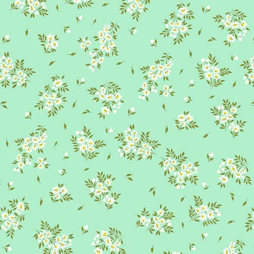 Tula's True Colors - What a Ditz - Spearmint- flowers on lt green - Tula Pink