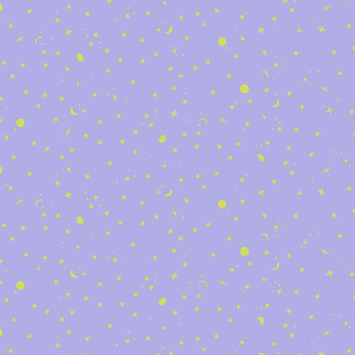 Tula's True Colors - SpaceSprinkles - Dream - green on purple - Tula Pink