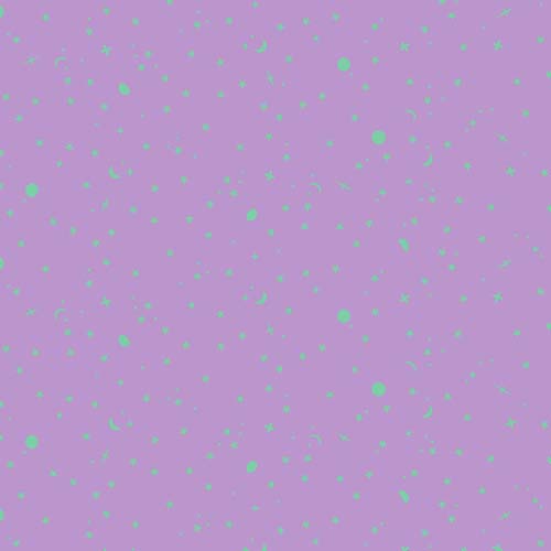 Tula's True Colors - SpaceSprinkles - Frozen Berry- aqua on purple-Tula Pink