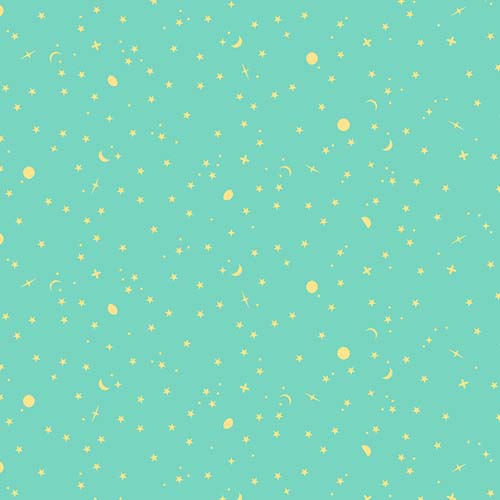 Tula's True Colors - SpaceSprinkles - Seaglass - yellow on green - Tula Pink
