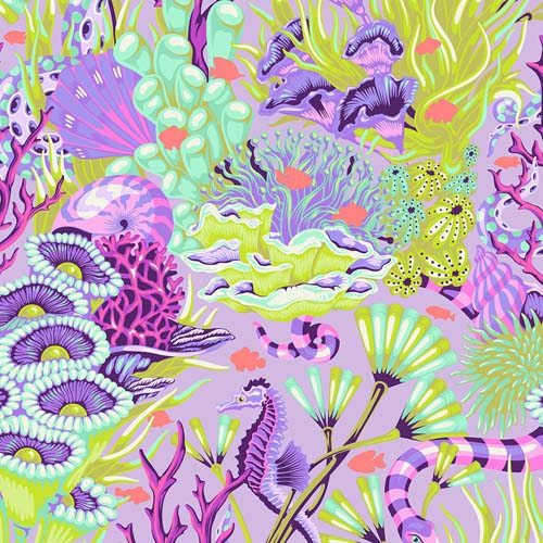 Floral Reef - Reef What You Sew - Ultraviolet - Coral reef on purple - Tula Pink