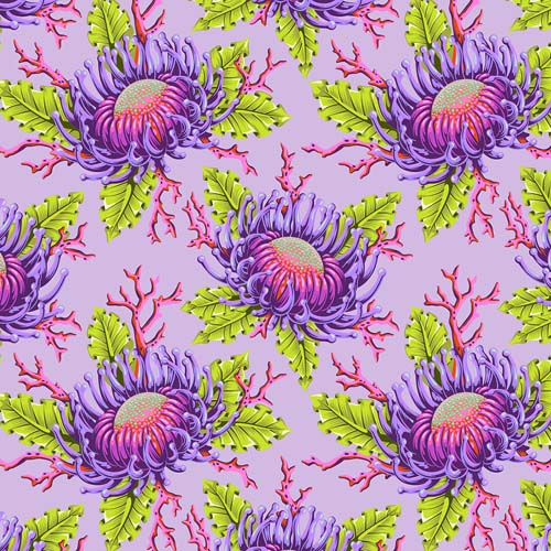 Floral Reef - Friends & Anemones - Ultraviolet - lg floral on purple-Tula Pink