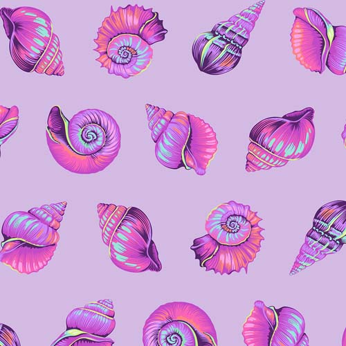 Floral Reef - Lil Shelly - Ultraviolet -pink & purple shells on purple-Tula Pink