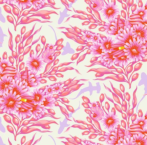Floral Reef - Shadow Sharks -Delphine - pink floral w/sharks- Tula Pink