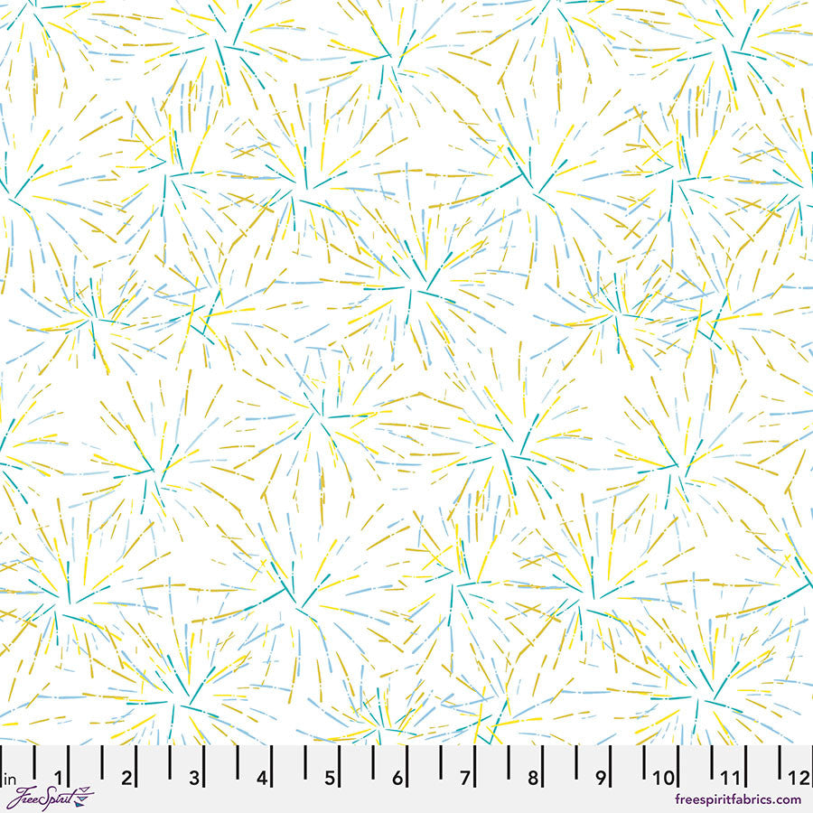 Modern Shirtings - Blast - Cool - blue & yellow bursts on white