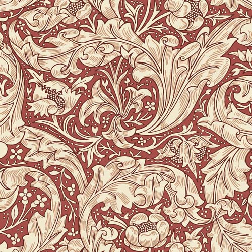 Original Morris - Bachelor'sButton - Red - large cream floral on red