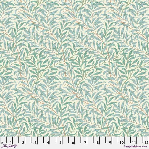 Thameside - Willlow Boughs - Cream - aqua willow branches on cream