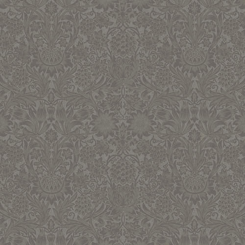 Original Morris - Pure Sunflower - Slate - tone on tone large floral dark taupe