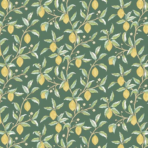 Leicester - Lemon Tree - DarkGreen-  lemons on dark green - William Morris