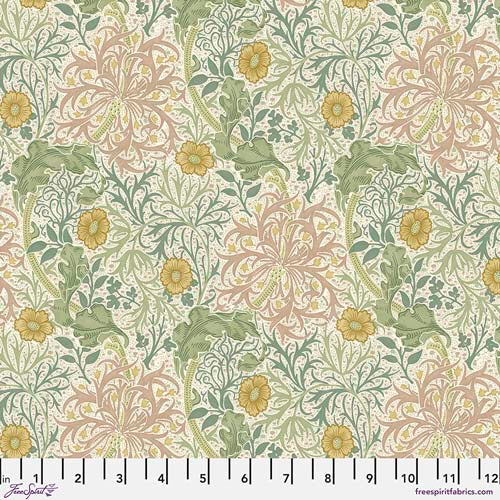 Thameside - Mini Seaweed - Cream - small pink seaweed w/greenery on cream